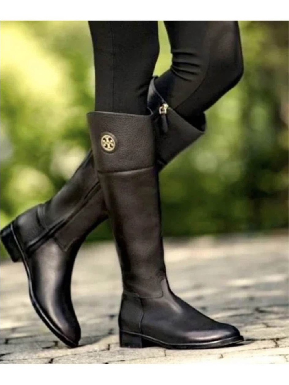 Tory Burch Black Leather Over-the-Knee Riding Boots
